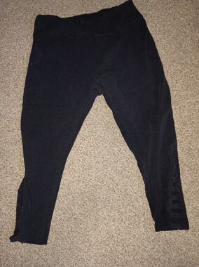Women's Black Athletic Leggings with Striped Side Detail